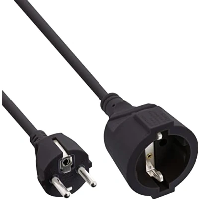 Obrázek InLine 16410 Prodloužení s ochranným kontaktem konektor / zdířka, černá, 10 m