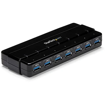 Obrázek StarTech.com 7 portů USB 3.0 SuperSpeed Hub 3 síťový zdroj / elektrická přípojka a kabel černý