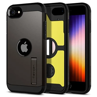 Obrázek Spigen Tough Armor pouzdro kompatibilní s iPhone SE 2022 5G a 2020 Gunmetal
