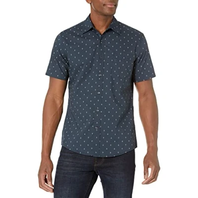 Obrázek Amazon Essentials Pánská košile s krátkým rukávem, úzký střih, námořnická modř bílá, vzor kotvy, XL
