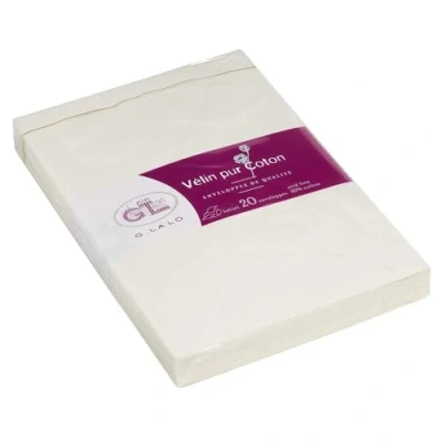 Obrázek G.Lalo 21000L Umschläge Vélin de France (gummiert, 50% Hadern, C6, 11,4 x 16,2 cm, 20 Umschläge, 125 g) creme