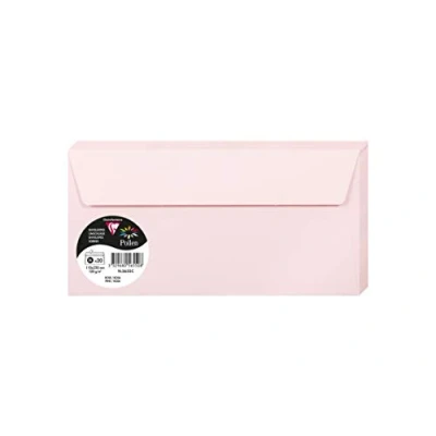 Obrázek Clairefontaine 5655C balení s 20 obálkami pylu, formát DL, 110 x 220 mm, 120 g, ideální pro pozvánky a korespondenci, růžová, 1