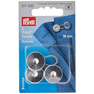 Obrázek Prym Flexibilní knoflíky s poutkem 19 mm, plast, kov, stříbrná, 3