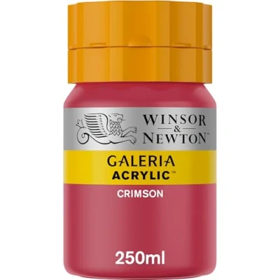 Obrázek Winsor &amp; Newton Akrylová barva Galeria 2137203, vysoká pigmentace, stálé na světle, odolné proti stárnutí, krémová konzistence, 250 ml hrnec karmínový
