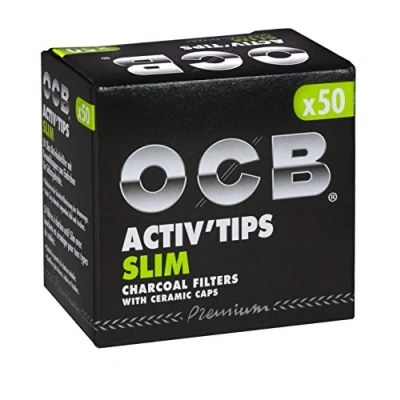 Obrázek OCB ActivTips Slim 7 mm filtr s aktivním uhlím keramickými krytkami 6 x 50 kusů, stříbrný, barevný