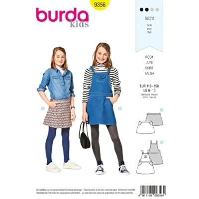 Obrázek Burda Patron Kids 9356 sukně a kalhoty s laclem, papír, bílý, 19 x 14 0,5 cm