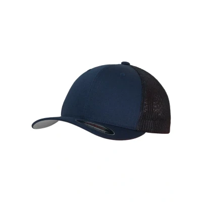 Obrázek Flexfit Unisex Trucker Cap s pevným předním panelem a uvnitř ležící pružnou páskou, bez uzávěru, prodyšná zadní strana mesh, jednotná velikost, Námořnická modrá