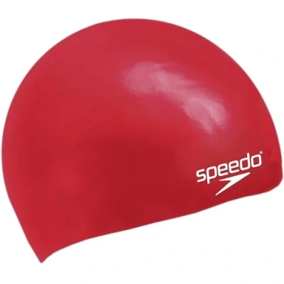 Obrázek Speedo Plain koupací čepice z tvarovaného silikonu pro děti, červená, jednotná velikost