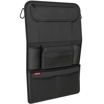 Obrázek ATHLON TOOLS Nejstabilnější organizér na autosedačky se zesílenou zadní stěnou bezpečný pro potraviny s integrovaným držákem tablet extra penálem zaměstnání a děti navrženo v