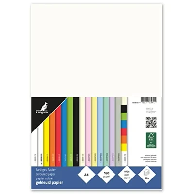 Obrázek kangaro Tónovaný papír krémově bílá DIN A4 160g/m² FSC mix 50 ks dopisní pro kutily, K 0039 020, 29. 7x21x1