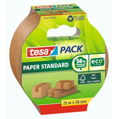 Obrázek tesa Standardní balení papíru ekologická balicí páska z papíru, 56 % biologického materiálu efektivní a recyklovatelná hnědá 25 m x 38 mm