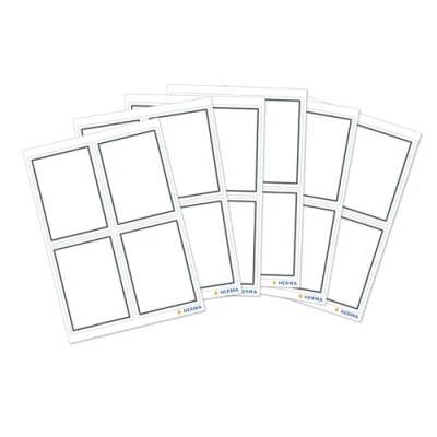 Obrázek HERMA 5713 Knižní etikety k popisování, neutrální, šedý okraj, 24 kusů, 40 x 55 mm, samolepicí, nálepky na knihy do školy, děti, dívky, chlapce, prázdné štítky sešity nálepky, bílá
