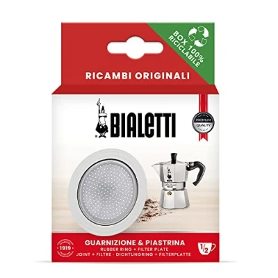 Obrázek Bialetti Ricambi, includes 1 gasket and plate, compatible with La Mokina Moka 1/2 cup, white, silver, BIA640301