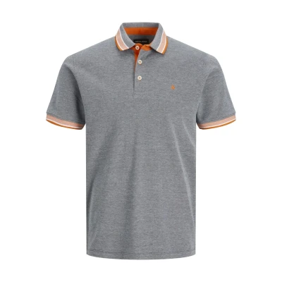Obrázek JACK &amp; JONES Pánské Slim Fit Polo tričko JJEPAULOS jednobarevná letní košile límec krátký rukáv Basic Pique Cotton, Navy Blazer/Detail: neonová