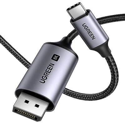 Obrázek UGREEN USB C na DisplayPort 1.4 Kabel 8K 60Hz 30Hz 4K 240Hz 144Hz HDR VRR Thunderbolt 4 3 DP1.4 kompatibilní s iPhone 15 MacBook Pro Air M1 M2 iPad 5 Surface 8 Galaxy S23 (1M)