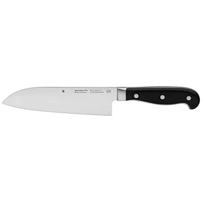 Obrázek WMF Nůž Santoku Spitzenklasse Plus, délka 32 cm, čepele 18 Performance Cut, Made in Germany, speciální kované ostří, bezespárá nýtovaná rukojeť z umělé hmoty, č. položky: 1892316032