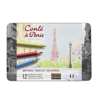 Obrázek Conté a Paris 2181 pastelové tužky (vysoce kvalitní umělci, kreslicí s měkkou, krémovou texturou, zářivé barvy) sortiment 12 ks