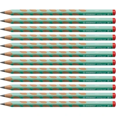Obrázek STABILO Ergonomická trojhranná tužka pro praváky EASYgraph v pastelově zelené balení 12 ks stupeň tvrdosti HB