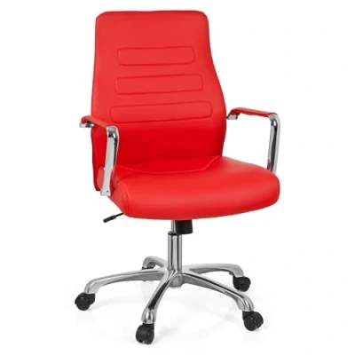 Obrázek hjh OFFICE 720008 šéfské křeslo TEWA umělá kůže červená/chrom moderní kancelářská židle, nízké opěradlo ergonomické