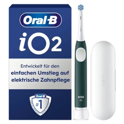 Obrázek Oral B iO Series 2 elektrický zubní kartáček / kartáček, 1 nasazovací 3 režimy čištění pro péči o zuby, magnetická technologie, cestovní pouzdro, Designed by Braun, Forest Green