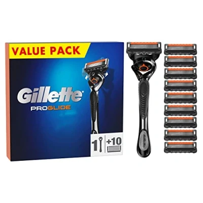 Obrázek Gillette ProGlide holicí strojek pro muže, 1 ProGlide, 10 náhradních čepelí, vyvinutý důkladné oholení, s kluznými proužky