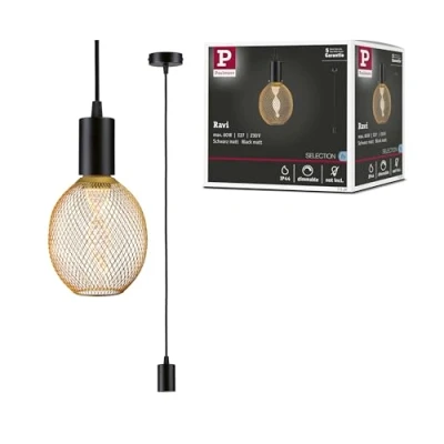 Obrázek Paulmann 71136 závěsné svítidlo Ravi IP44 E27 max. 60 W černé matné Kyvadlo bez žárovky