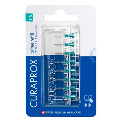 Obrázek Curaprox Interdentalbürsten CPS 06 prime, Refill, 8 Stück, türkis, 0.6 mm Durchmesser, 2.2 Wirksamkeit, Nachfüllpackung, ohne Halter