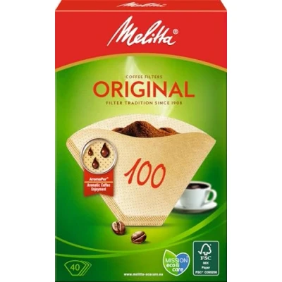 Obrázek Melitta Filtrační sáčky 100, papír Aromapor, přírodní hnědá, (40 kusů) balení po 1 kusech, kompatibilní s kávovarem