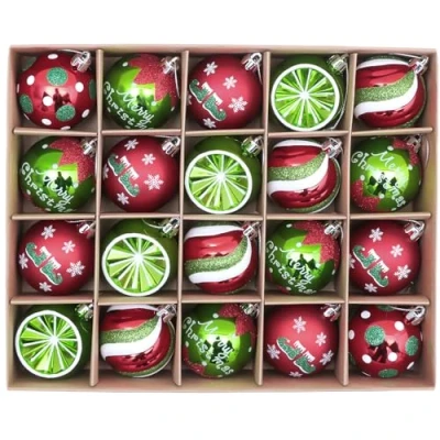 Obrázek Victor&#039;s Workshop vánoční koule 20 dílů. 6 cm na stromek Ozdoba stromeček nerozbitný plast ornament dekorace s přívěškem party téma elfů, plast, červená, zelená,