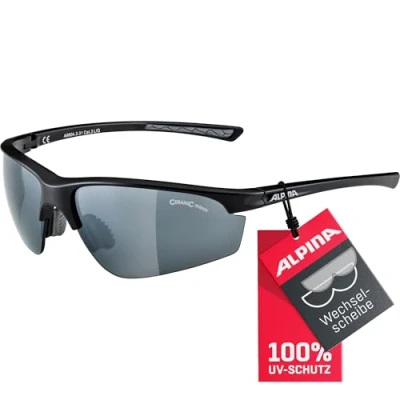 Obrázek ALPINA TRI EFFECT 2.0 Indiv. Nastavitelná, nerozbitná výměnná skla Sportovní a cyklistické brýle s 100% UV ochranou pro dospělé, černé matné, One Size