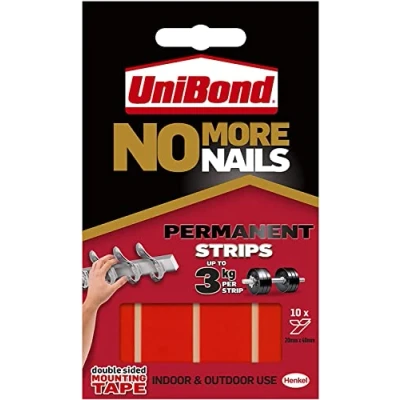 Obrázek Unibond Lepicí proužky No More Nails ultra silné kapacita 2,75 kg permanentní 10 kusů průsvitných