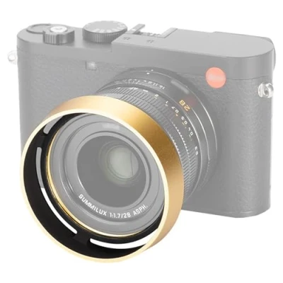 Obrázek JJC Zlatý hliník kov kulatá sluneční clona s krytem objektivu Kit pro Leica Q Q2 Q3 43 nahrazuje