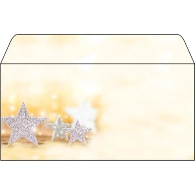 Obrázek SIGEL DU035 dopisní obálky Vánoce &quot;Glitter Stars&quot; DIN dlouhé 50 kusů