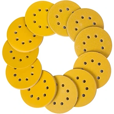 Obrázek STEBRUAM 110 kusů brusného papíru 125 mm suchý zip 8 otvorů kulaté brusné kotouče sada pro excentrickou brusku každá 10x P60 P80 P100 P120 P150 P180 P240 P320 P400 P600 P800 Míchací zrno dřevo