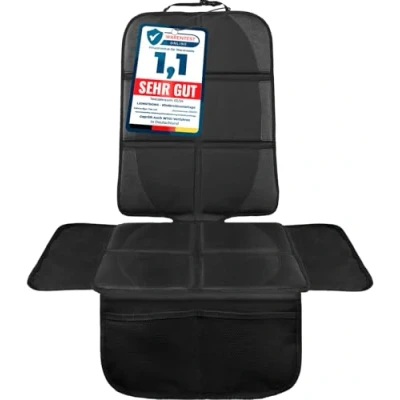 Obrázek LIONSTRONG® Podložka pro dětskou sedačku chránič autosedaček [ISOFIX VHODNÝ] vodoodpudivý polyester látka černá Ochrana sedadla Auto Dětská sedačka univerzálně kompatibilní (černá)