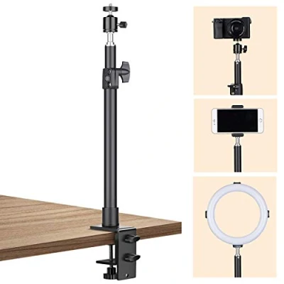 Obrázek TARION Overhead stativ kamera stolní upínací flexibilní kloubové rameno stůl držák se závitem 3/8&quot; a 3/8&#039;&#039; na 1/4&quot; šrouby adaptér pro DSLR kamery kruhové světlo projektor (s kulovou