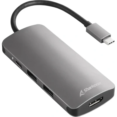 Obrázek Sharkoon USB 3. 0 typ C Multiport adaptér tmavě šedý