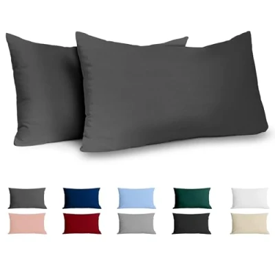 Obrázek Dreamzie povlak na polštář 40 x 80 Renforcé bavlna (2dílná sada) antracit hustě tkaný s 57 vlákny/cm² cm certifikováno Oeko Tex