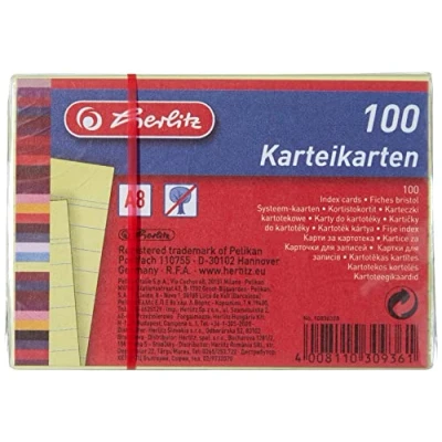 Obrázek Karta do kartotéky/kartotéční listy Herlitz 1150507, formát A5, 100 ks, bílá, Žlutá A8