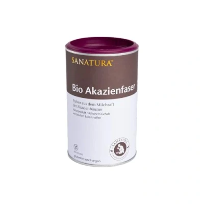 Obrázek Sanatura Prášek z akátových vláken bio 180 g cenný dodavatel vlákniny akáciových rozpustná vláknina veganská, bez lepku a fruktózy dobře se snáší