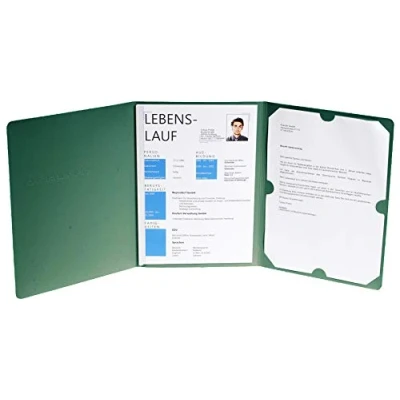 Obrázek Exacompta 48653B propagační desky Elegance (3dílné s 1 upínací lištou, kapacita, 30 listů z kartonu Manily Len, 400 g, DIN A4, 21 x 29,7 cm) zelené