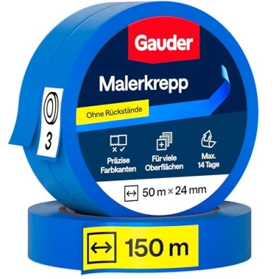Obrázek GAUDER Malířská krepová páska (24 mm x 50 m) 3x pro malování a renovace lepicí malování, lakování, renovaci