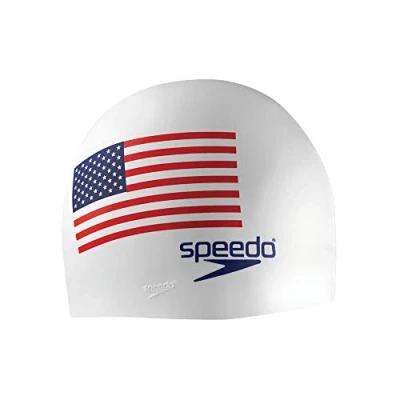 Obrázek Speedo Unisex Erwachsene Badekappe aus Silikon, weiße Flagge
