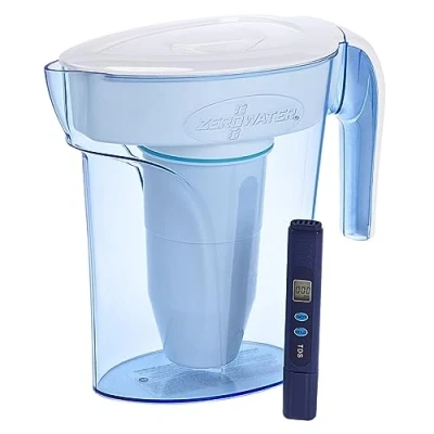 Obrázek ZeroWater 5stupňová filtrační konvice na pitnou vodu s objemem 1,7 l certifikátem NSF pro redukci olova, jiných těžkých kovů a PFOA/PFOS v bílé modré barvě