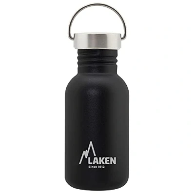 Obrázek Laken Láhev z ušlechtilé oceli Basic, široký otvor se šroubovacím uzávěrem oceli, bez BPA, 0,5 l, černá