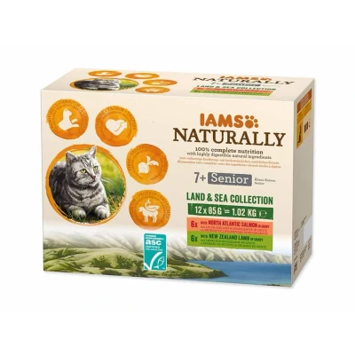 Obrázek Kapsička IAMS Cat Naturally Senior Land &amp; Sea Collection in Gravy Multipack (12x85g)