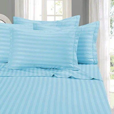 Obrázek Eleganten Komfort Best, Weichsten, coziest 6 Tabelle Sets. 1500 Fadenzahl Ägyptische Qualität Luxuriöse knitterfrei Damast Streifen Bed Sheet Set, California King Aqua Blau