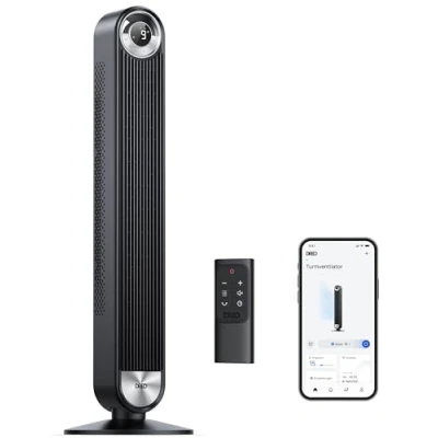 Obrázek Dreo Tichý věžový ventilátor Smart s chlazením, 106 cm WiFi Alexa Tower Fan, 90 oscilační ventilátor, dálkové ovládání 9 rychlostí, 4 režimy, 12hodinový časovač, hlasové ovládání, Cruiser Pro T2S