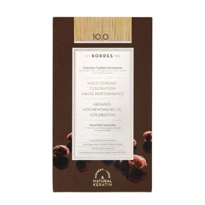 Obrázek KORRES Argan Oil Colorant barva na vlasy bez amoniaku platinová blond 10. 0 100% zakrytí šedých vlasů a veganská pro dlouhotrvající barevný výsledek