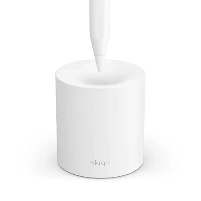 Obrázek elago Silikonový stojan kompatibilní s Apple Pencil Pro, (1. a 2. gen) (USB C) každým stylem na tablet nebo bez pouzdra tužky pouzdra, ochrana špičky (bílý)
